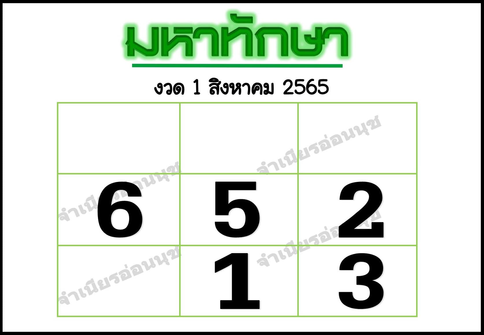 เลขเด็ดมหาทักษา 1/8/65