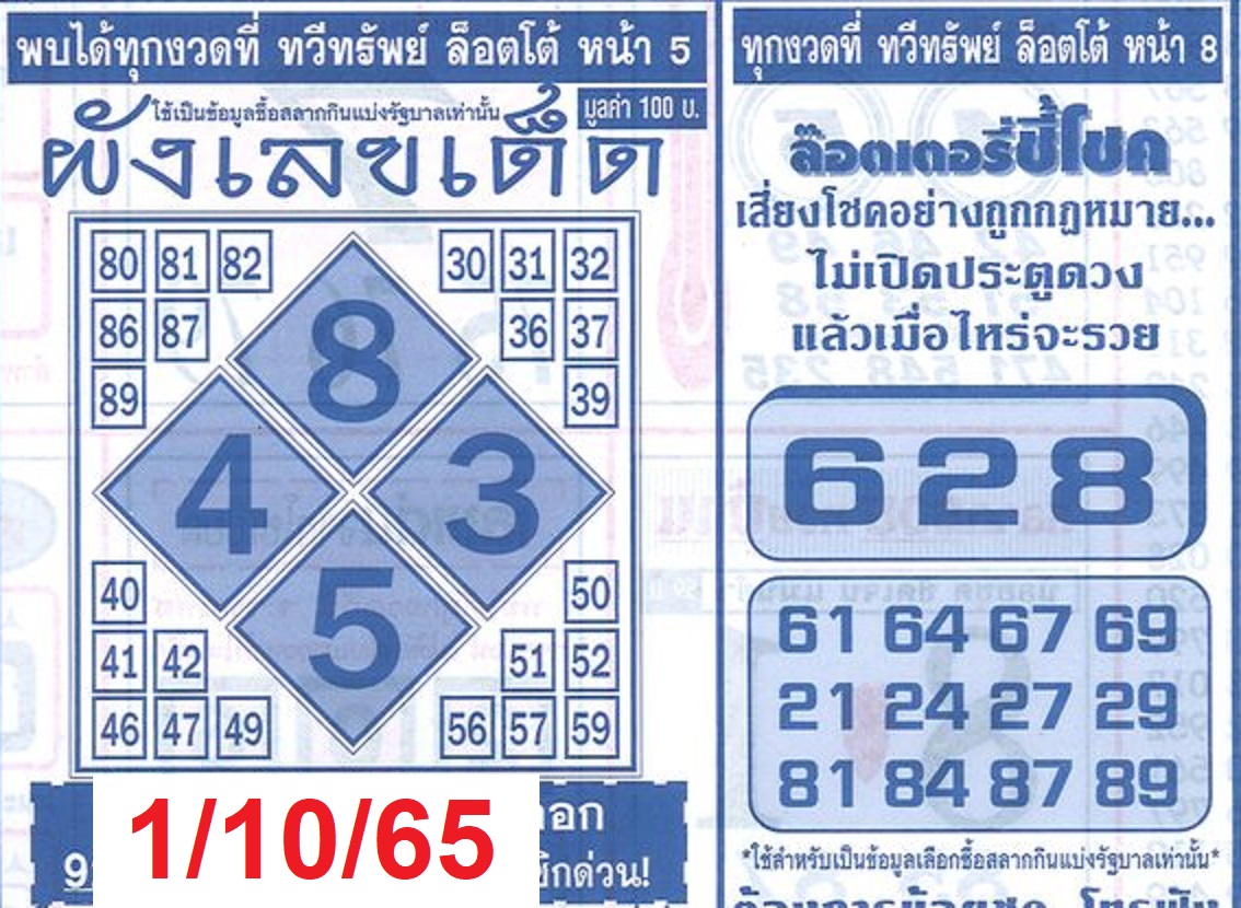 ผังเลขเด็ด1/10/65