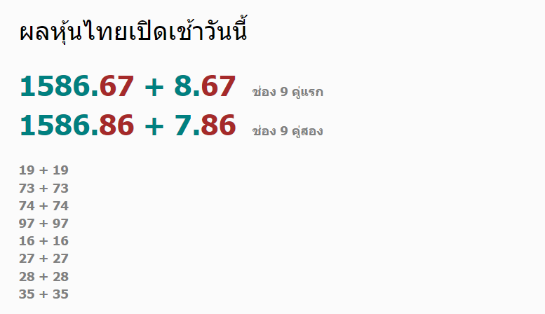 ผลหวยหุ้นไทยเปิดเช้าวันนี้