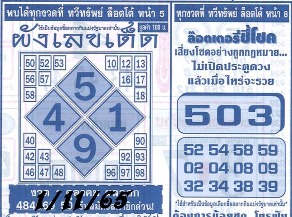 ผังเลขเด็ด 1/11/65